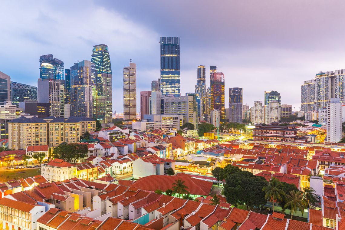 Cityscape of Singapore in the evening 
